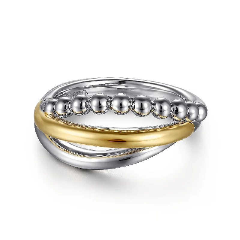 Ladies ring anniversary pick-Bujukan Twist Ring in Two-Tone Gold by Gabriel & Co.