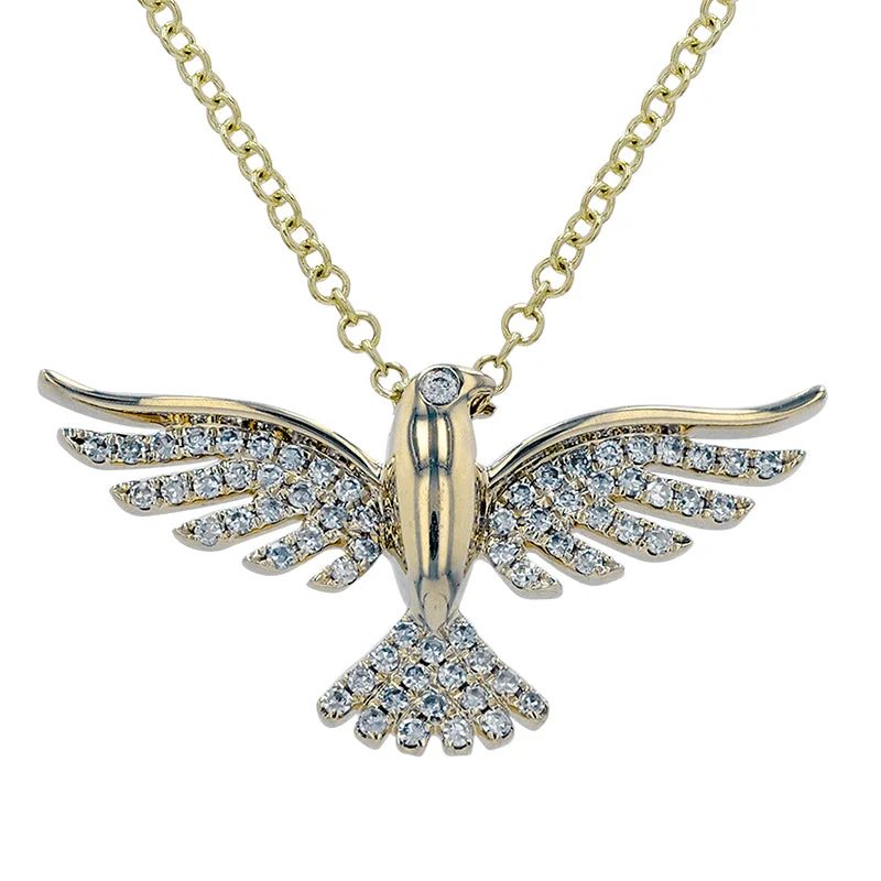 Ladies necklaces animal shapes-MALIBU DOVE DIAMOND PENDANT NECKLACE