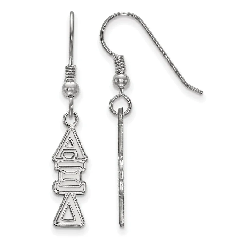 Ladies earrings celebrity styles-Sterling Silver Alpha Xi Delta Dangle Medium Earrings