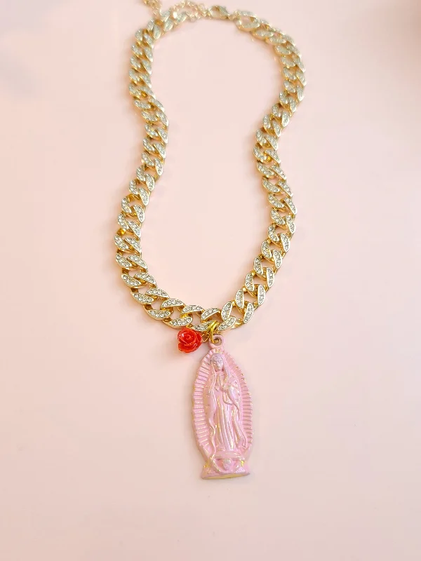 Ladies necklaces group designs-Virgen Rosita Cuban Link Necklace