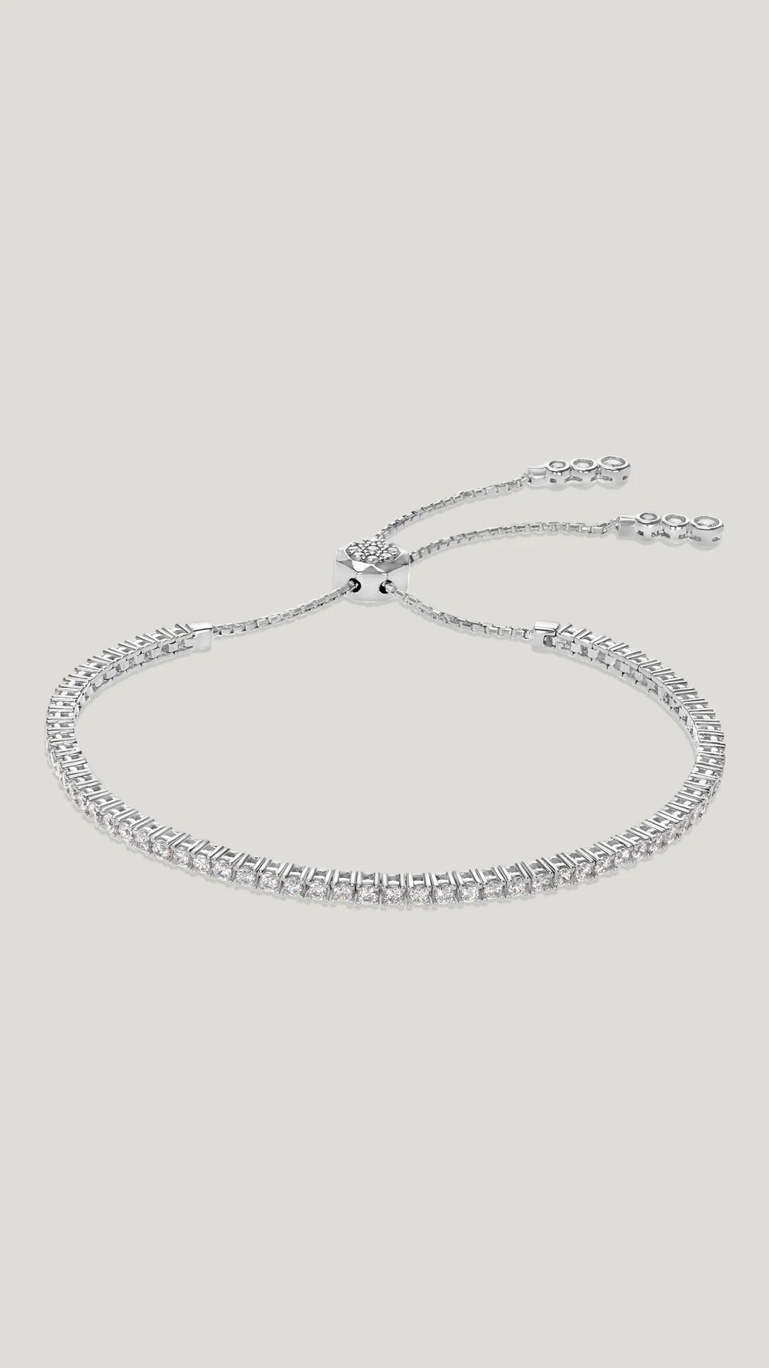 Ladies bracelets white gold-Tennis Adjustable Bracelet 3mm