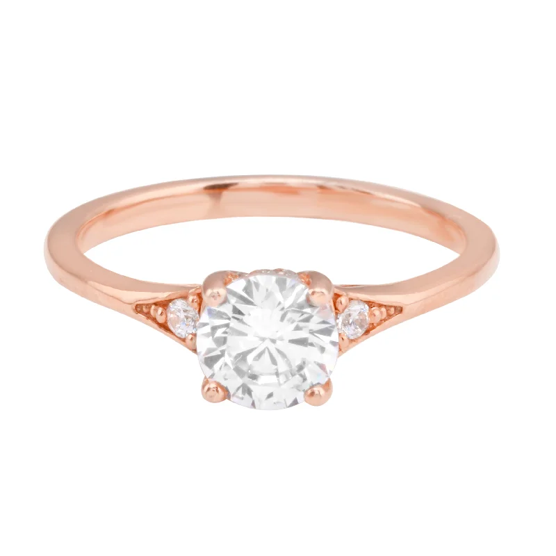 Ladies engagement rings upgrade ideas-Round Diamond and Single Side Pavé Set Diamond Engagement Ring