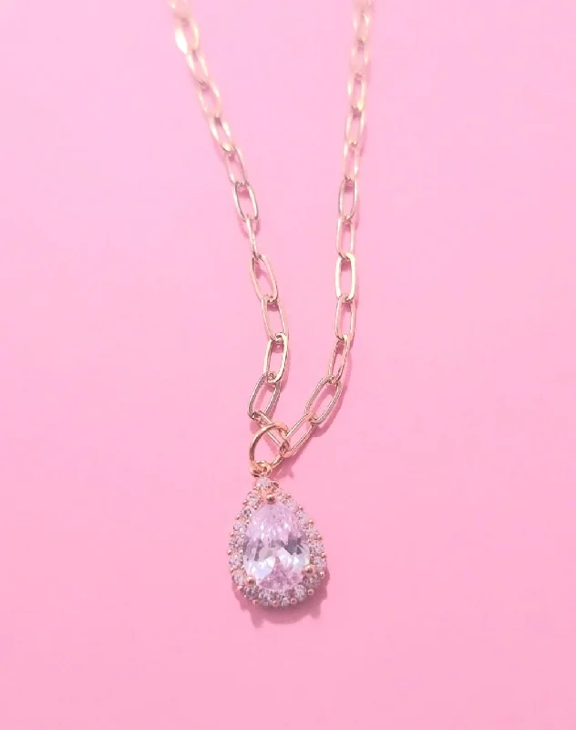 Ladies necklaces e-commerce finds-Pear Cz Paperlink Necklace