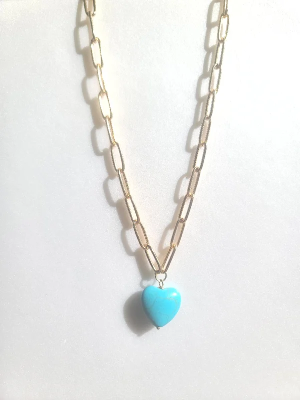 Ladies necklaces handmade art-Turquoise Heart Breaker Necklace