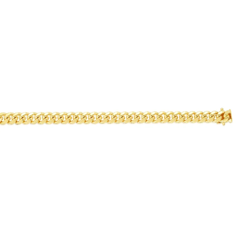 Ladies bracelets lavish designs-14kt Gold 9 inches Yellow Finish 8.5mm New Miami Cuban Bracelet with Box Clasp