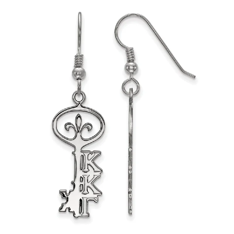 Ladies earrings openwork patterns-Sterling Silver Kappa Kappa Gamma Small Dangle Earrings