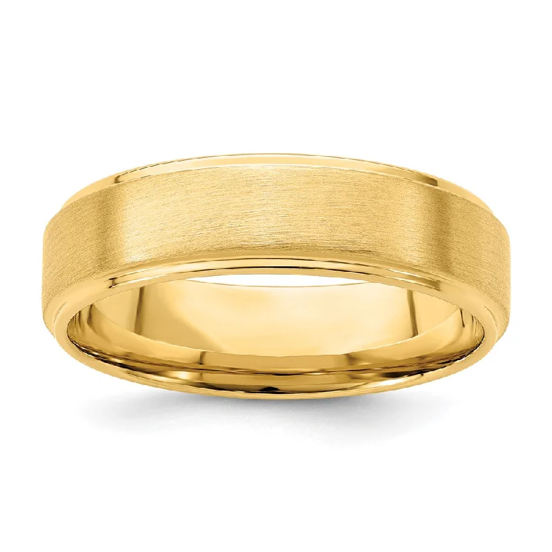 Ladies ring collectible value-6mm 14K Yellow Gold Brushed Step Edge Comfort Fit Band