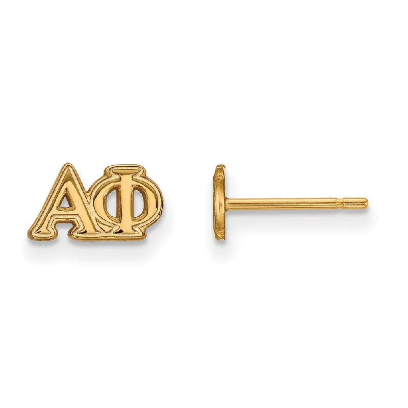 Ladies earrings party glamour-14K Plated Silver Alpha Phi XS Greek Letters Post Earrings