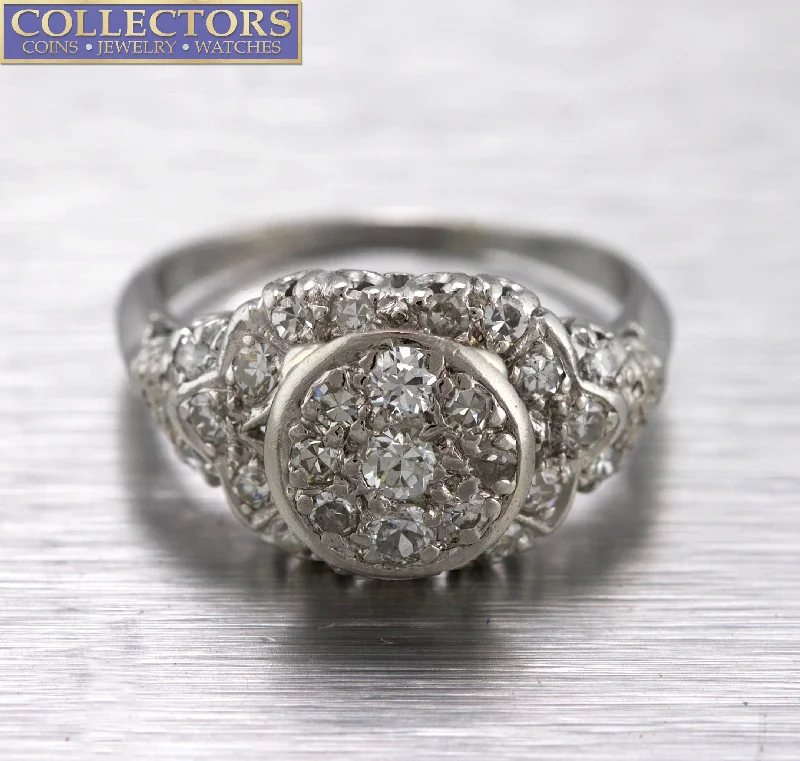 Ladies engagement rings timeless beauty-Stunning Ladies Antique Estate Platinum 0.53ctw Diamond Engagement Ring