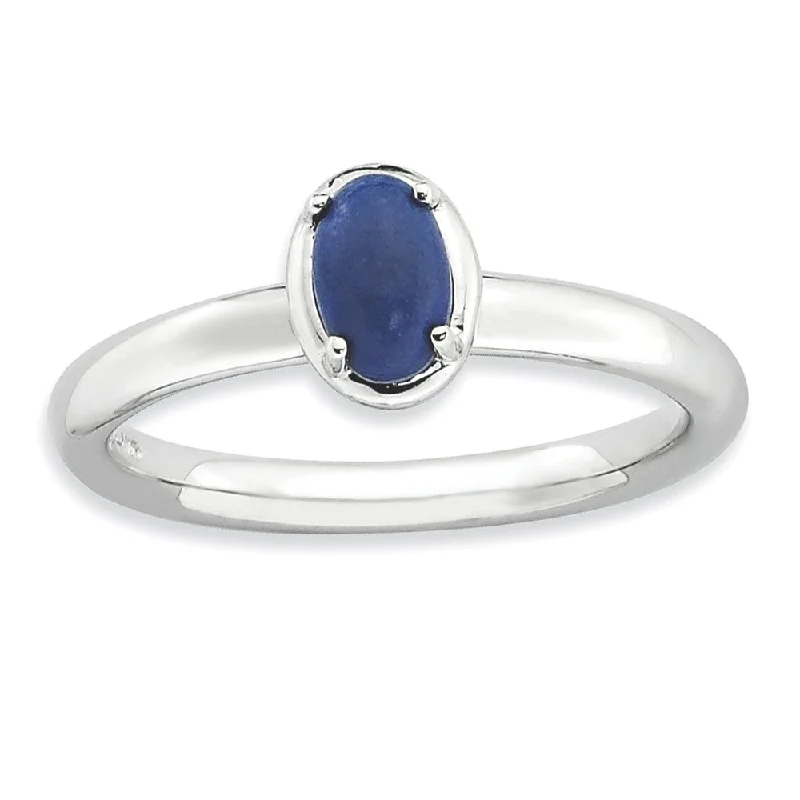 Ladies ring luxury brands-Sterling Silver Stackable Blue Lapis Ring