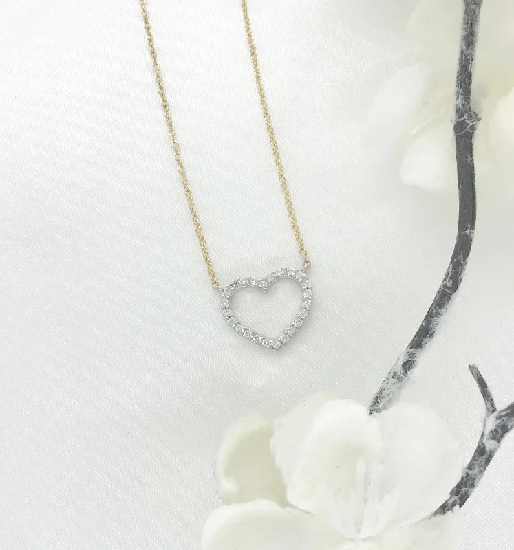 Ladies necklaces geometric patterns-10k Gold CZ Heart Necklace