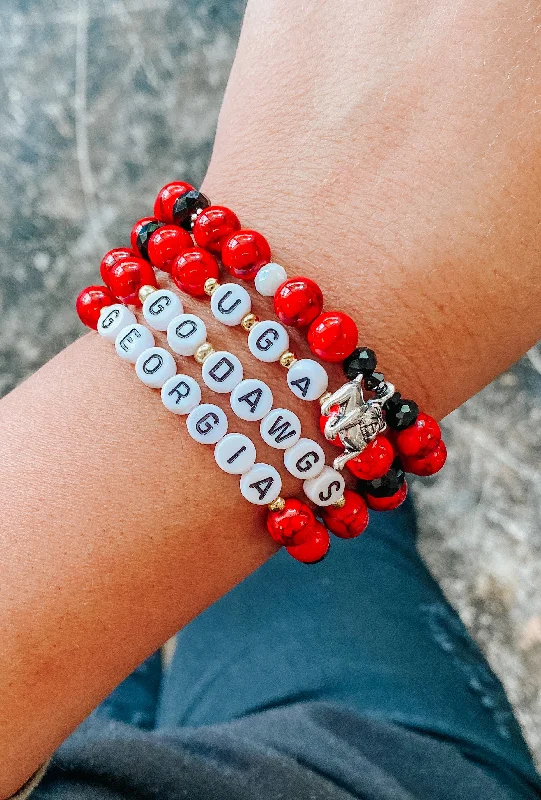 Ladies bracelets anniversary choice-Go Dawgs Letter Stretch Bracelet