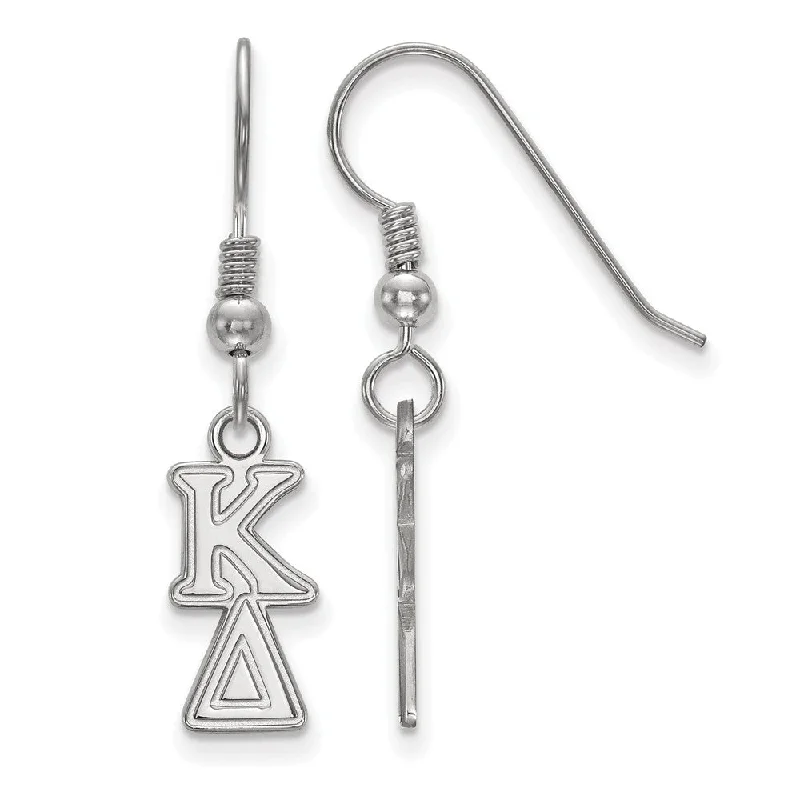 Ladies earrings personalized-Sterling Silver Kappa Delta XS Dangle Earrings