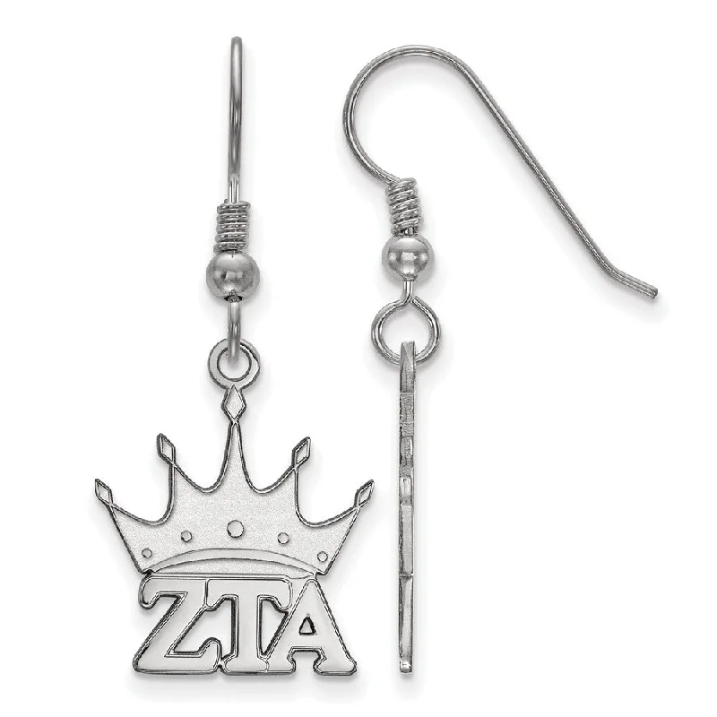 Ladies earrings minimalist look-Sterling Silver Zeta Tau Alpha Small Dangle Earrings